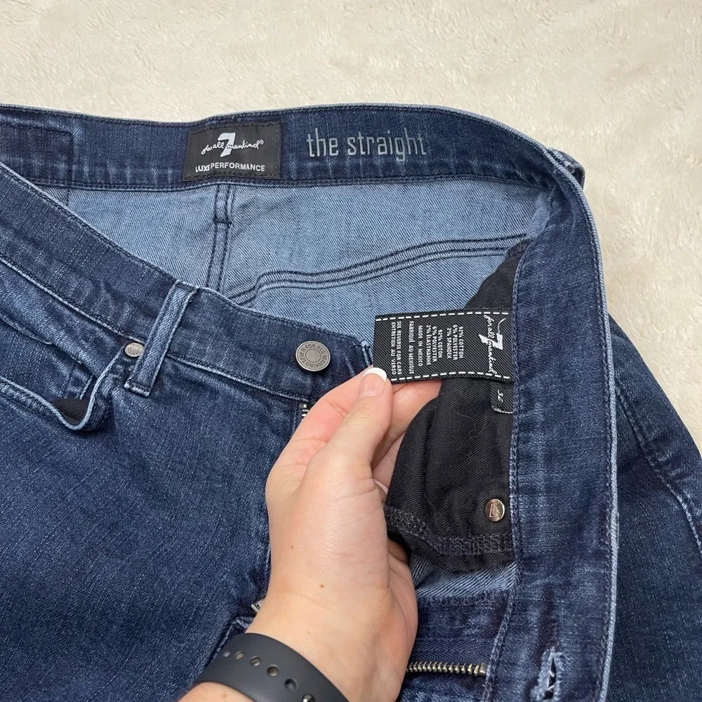7 For All Mankind Jeans 32 Straight Leg Luxe Performance Stretch Denim - Picture 6 of 8